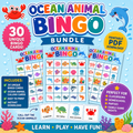 Ocean Animal Bingo Printable Game | 30 Unique Bingo Cards for Kids | Ocean Theme Classroom Activity | Homeschool & Party Game
