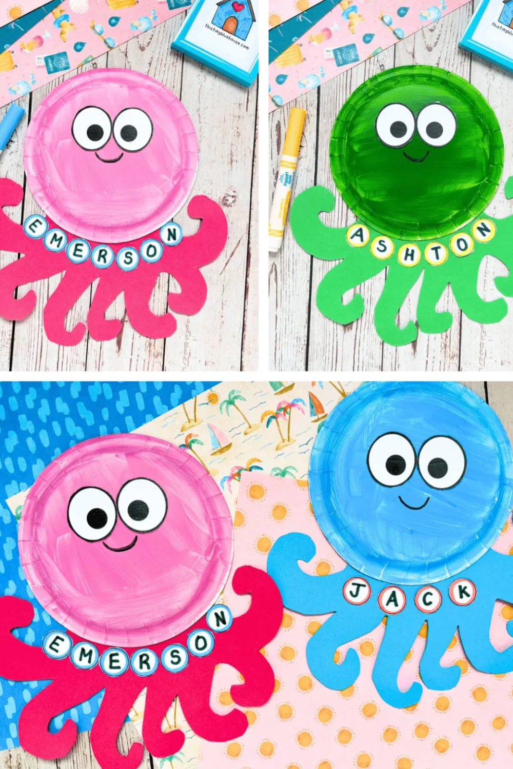 Paper Plate Octopus Name Craft Template