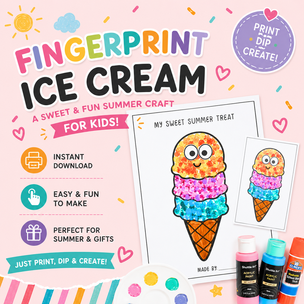 Fingerprint Ice Cream Cone Template