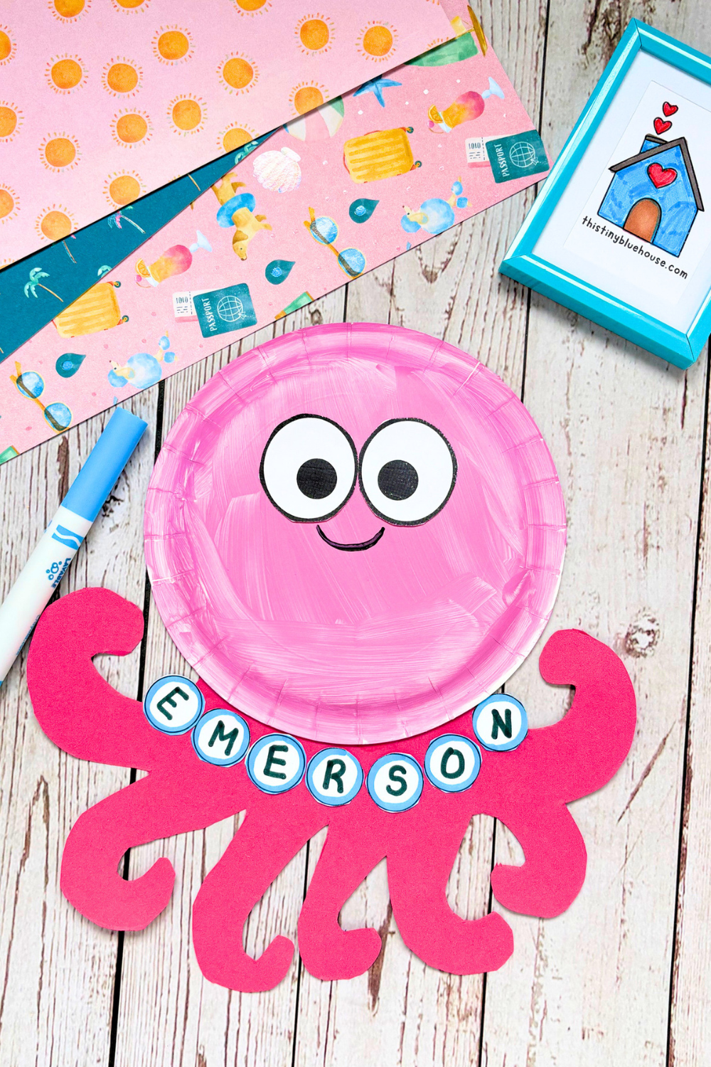Paper Plate Octopus Name Craft Template